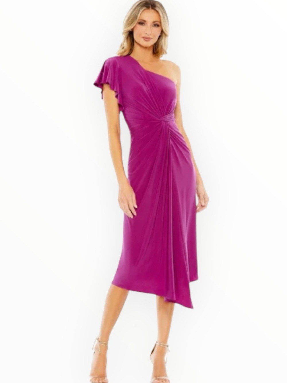 Mac Duggal A12480 One Shoulder Formal Gown Size 6 NWT Magenta Pink Dress